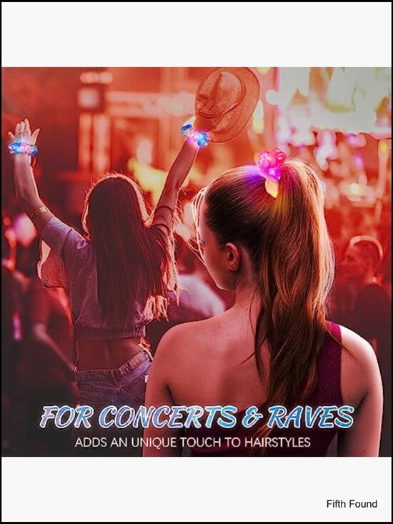 8 LED Light Up Scrunchies Hair Ties Glow Party Rave main image 6